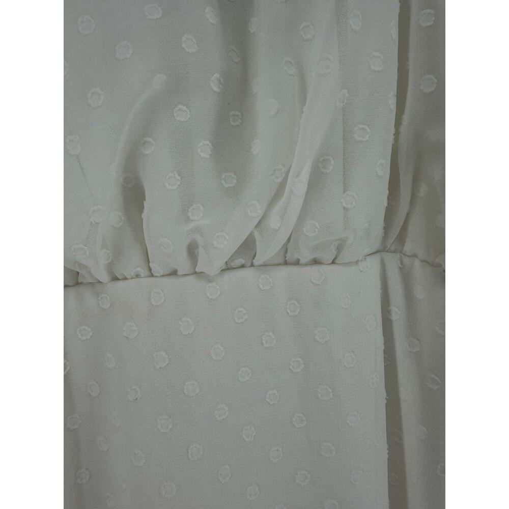 NEW Lena White Sleeveless Halter Neck Mini Dress Polka Dot Cinch Hem Large - Picture 8 of 11